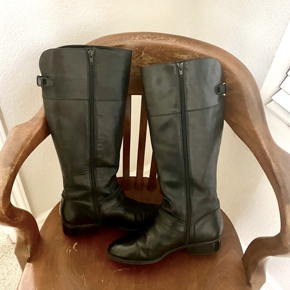 Ralph Lauren Maritza Black Leather Tall Boots 9B - Picture 11 of 12